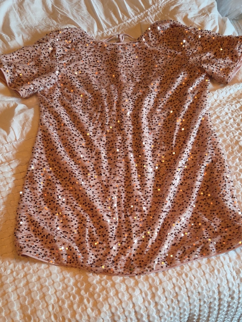 SHEIN Rose Gold Sequin Short Dress 1x